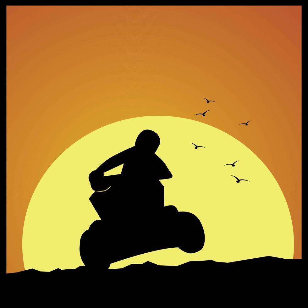 atv jump and sunset vector