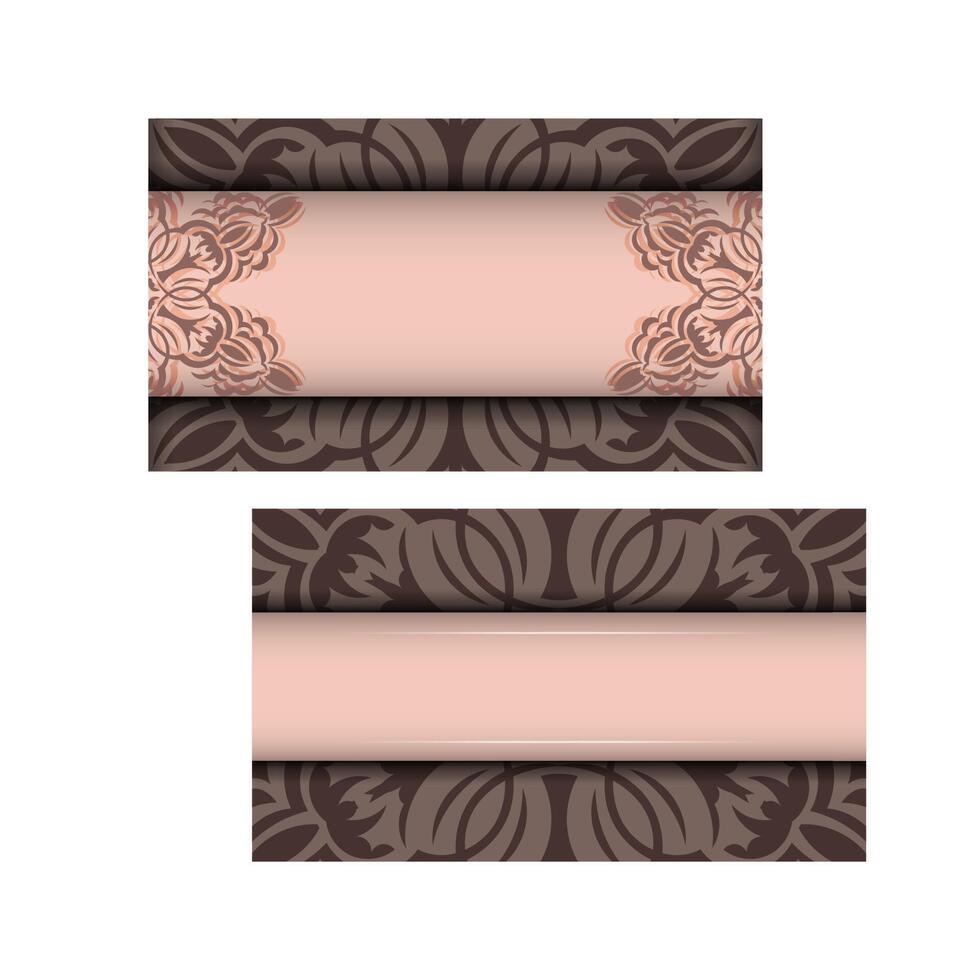 Two business cards with brown and pink patterns vector