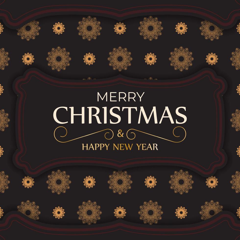 Merry Christmas Print ready card design with winter ornaments. Happy new year poster template vector