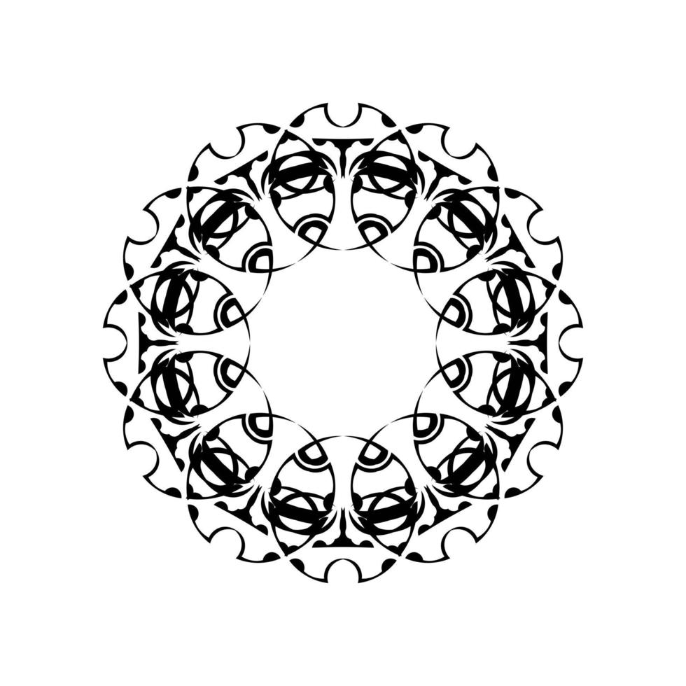 Round mandala. Black and white oriental pattern. Ethnic motif. Coloring. Tattoo template, henna ornament. Psychedelic vector. vector