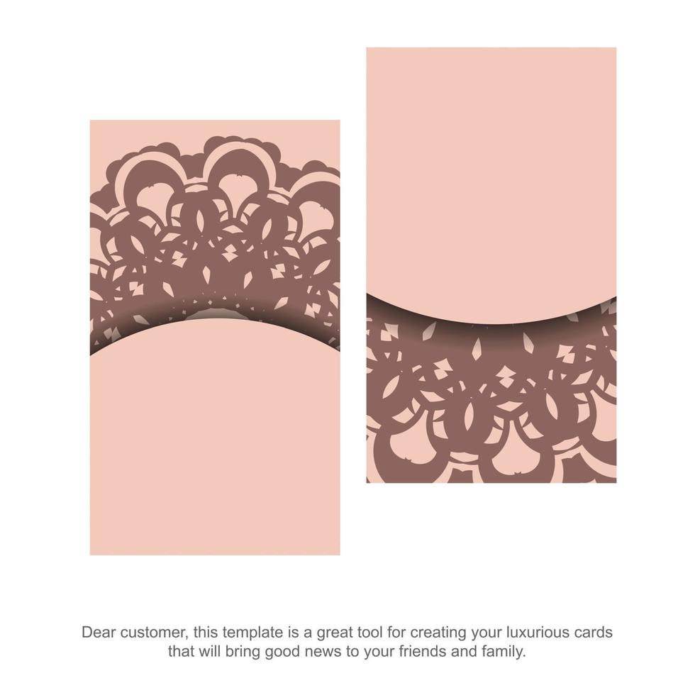 folleto de felicitación en rosa con adornos antiguos preparados para tipografía. vector