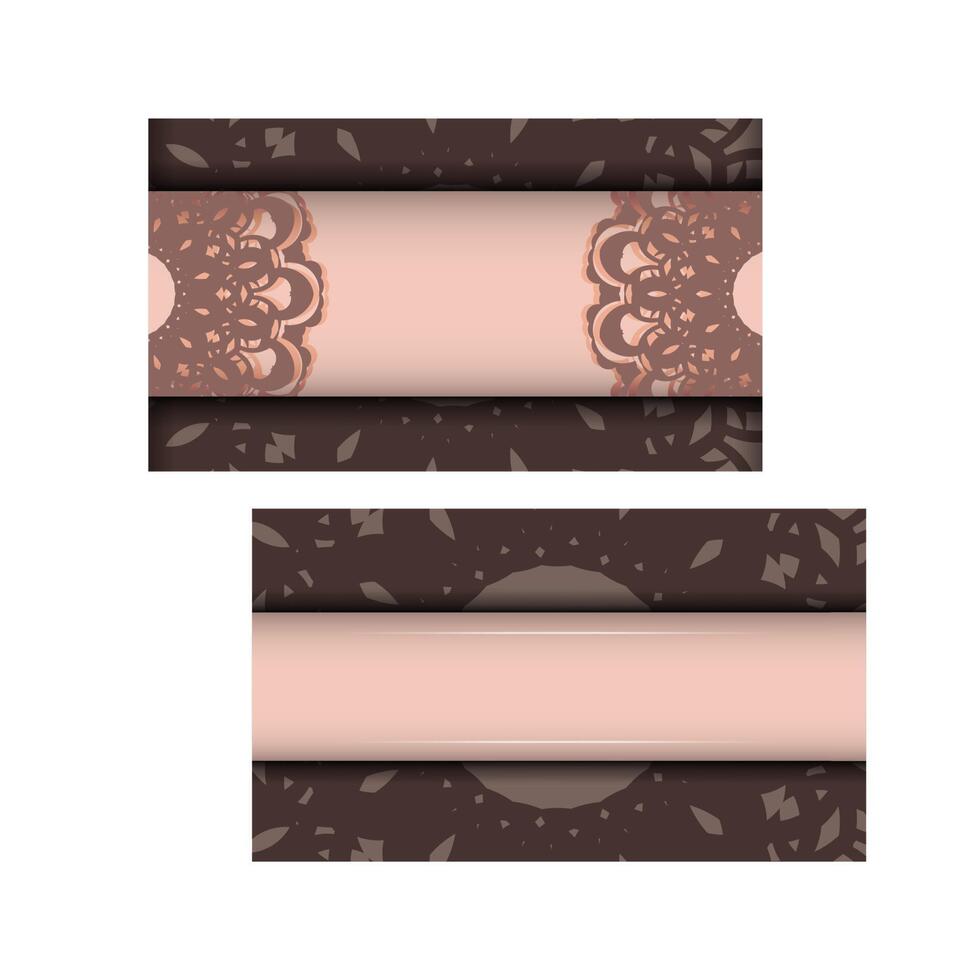 Two brown and pink banners with lace patterns vector
