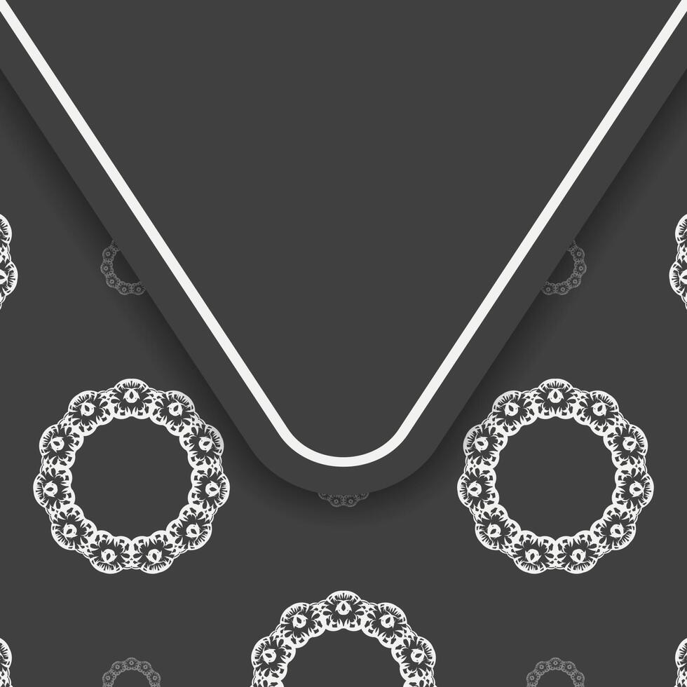 This brochure is printed in black with abstract white ornamentation. vector