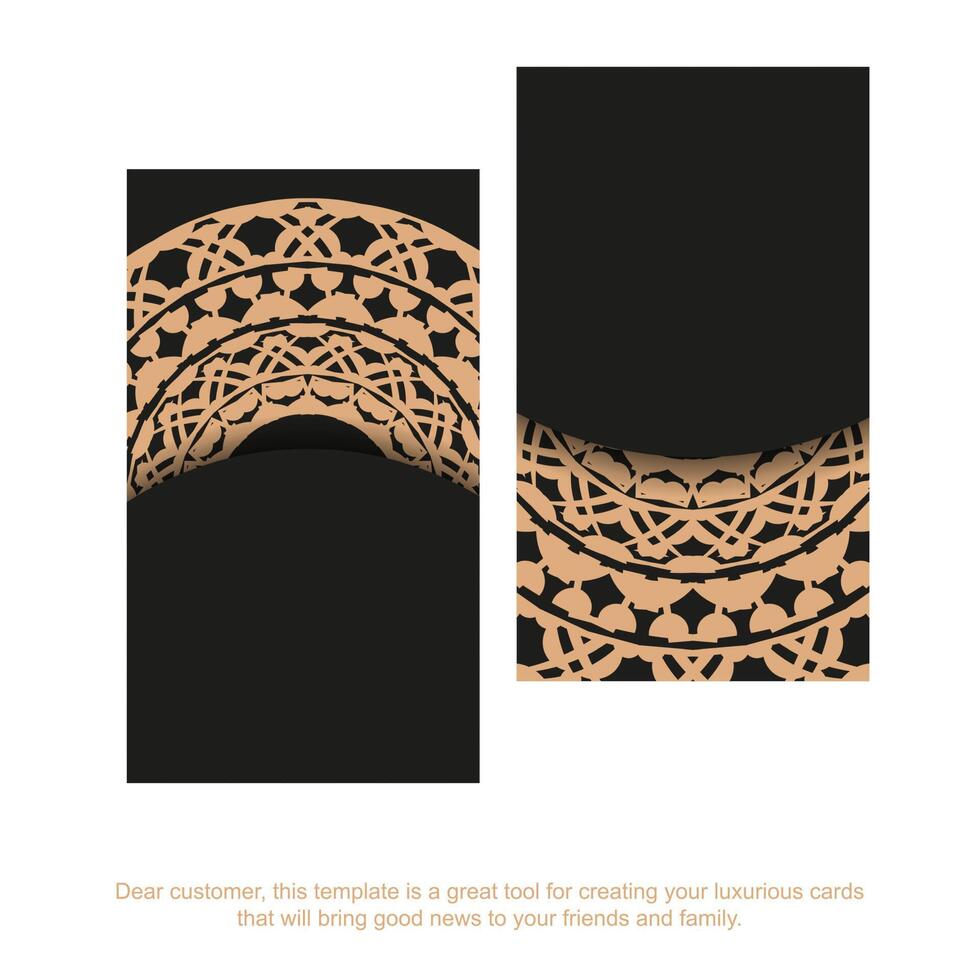 Black business card with brown luxury ornament vector