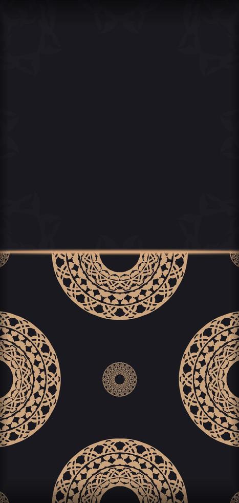 Black postcard with brown abstract ornament vector