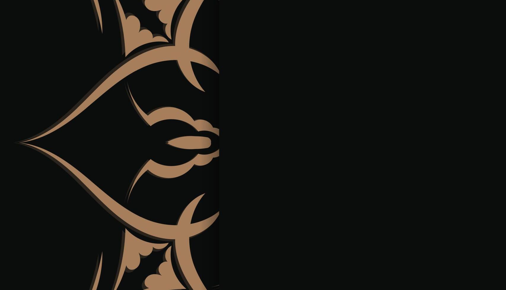 Black color banner template with greek brown pattern for logo design vector