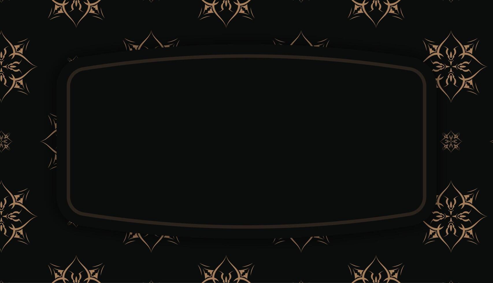 Black banner template with luxurious brown ornament and space for logo or text vector