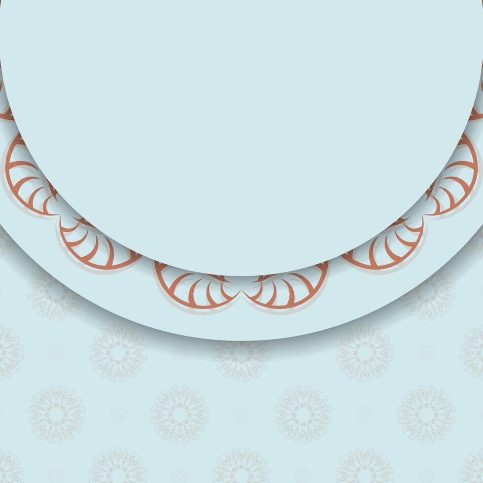 An aquamarine postcard with an antique coral ornament is ready for printing. vector