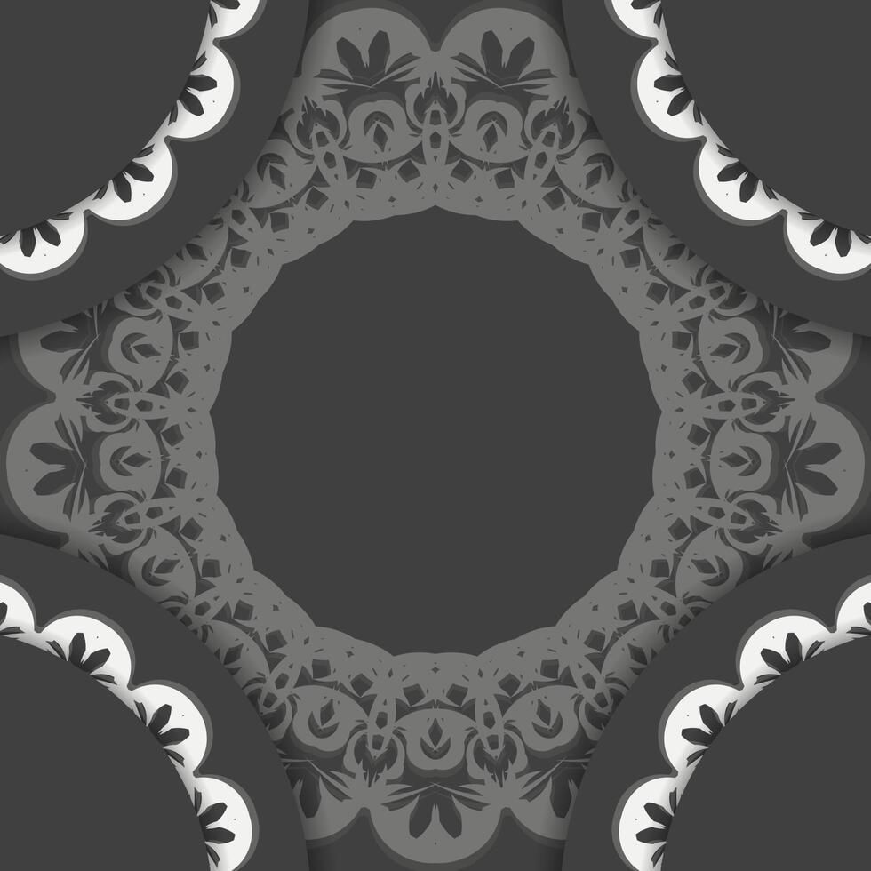 Flyer in black with luxurious white pattern for your brand. vector