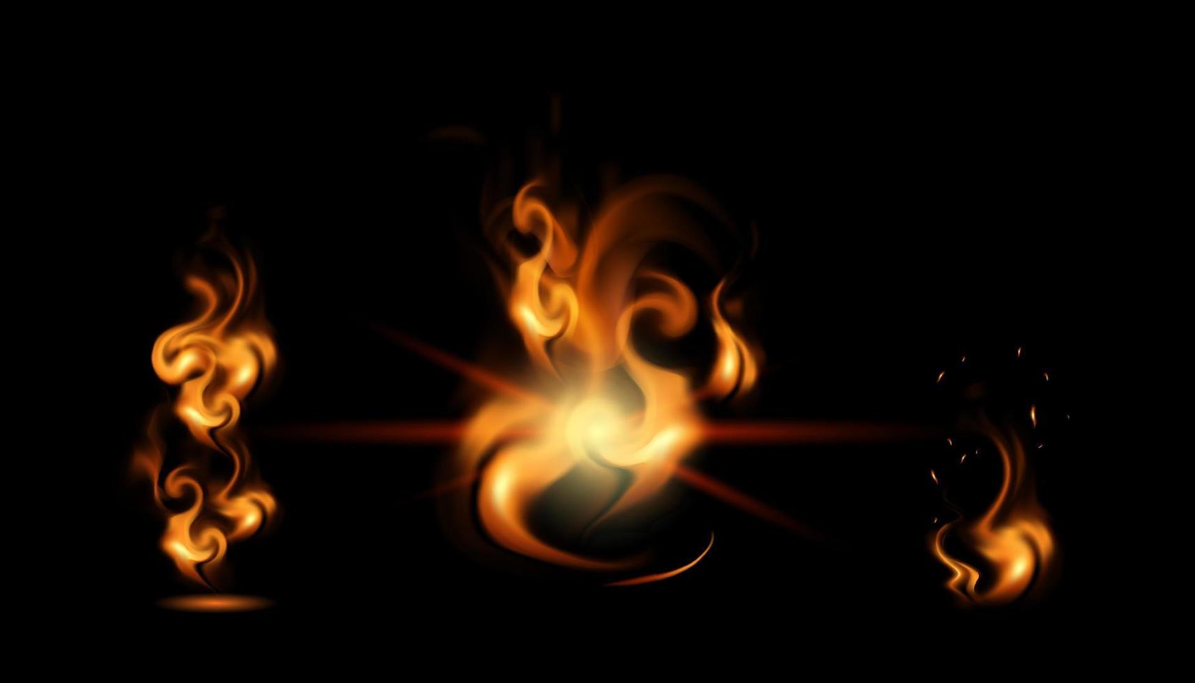 realistic fire, curving flames, eruption, explosion vector