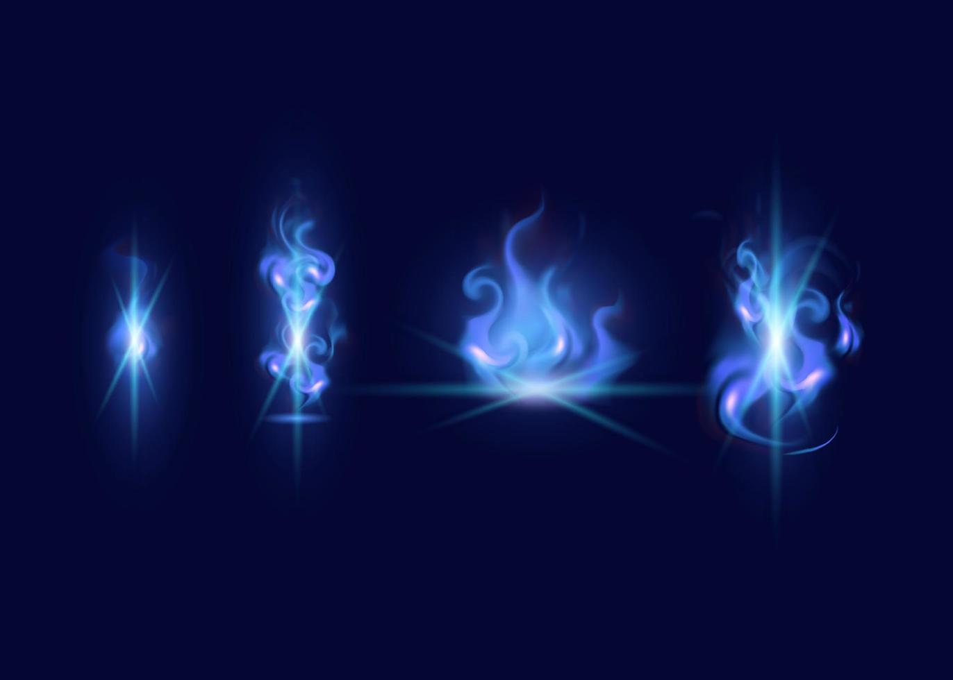 estilo de fantasía de fuego azul mágico vector