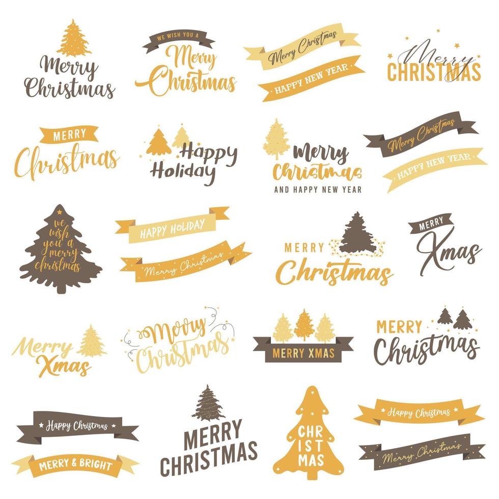 colección de emblemas de insignia de tipografía de feliz navidad citas letras para postal, invitación, tarjeta de felicitación, póster y regalo. vector