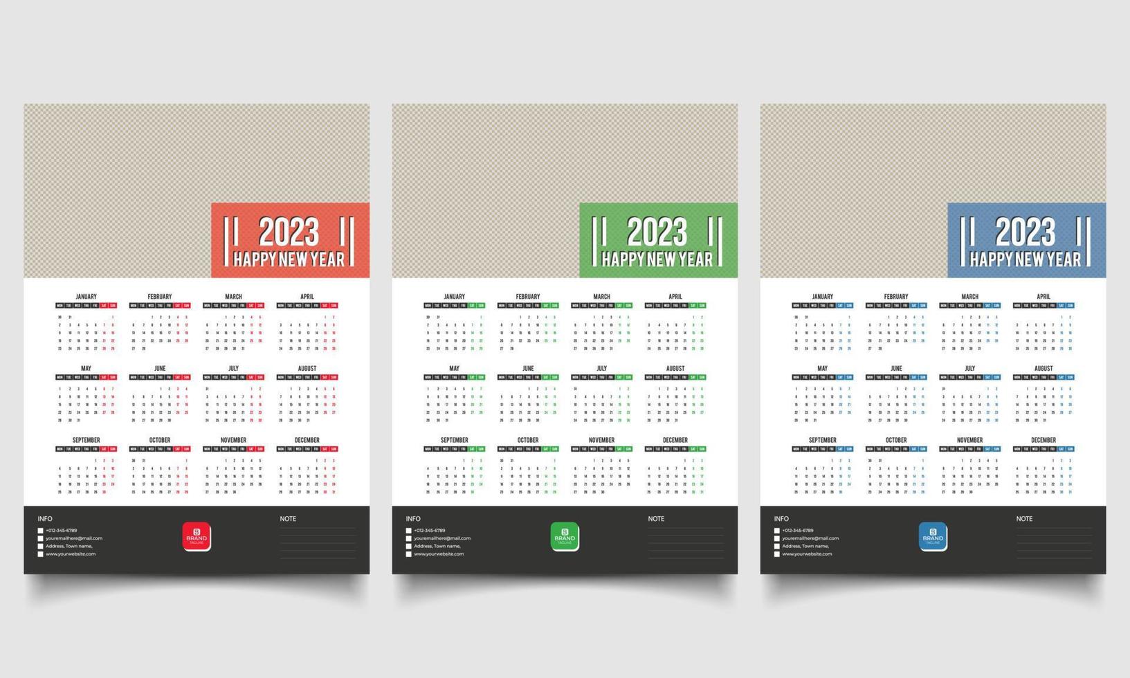 2023 calendar design. Wall calendar 2023 year template design. vector