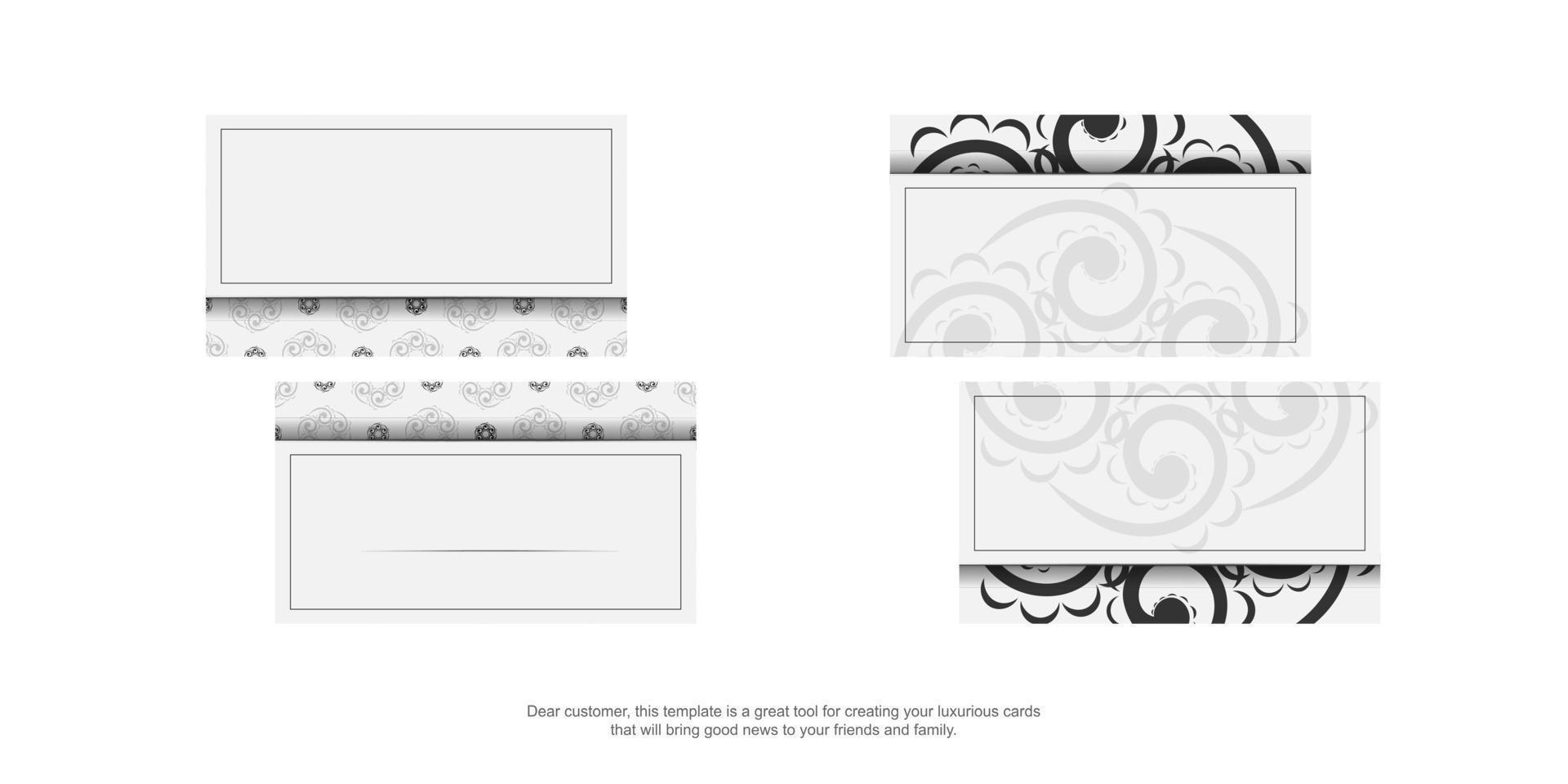 White color business card template with black mandala ornament vector