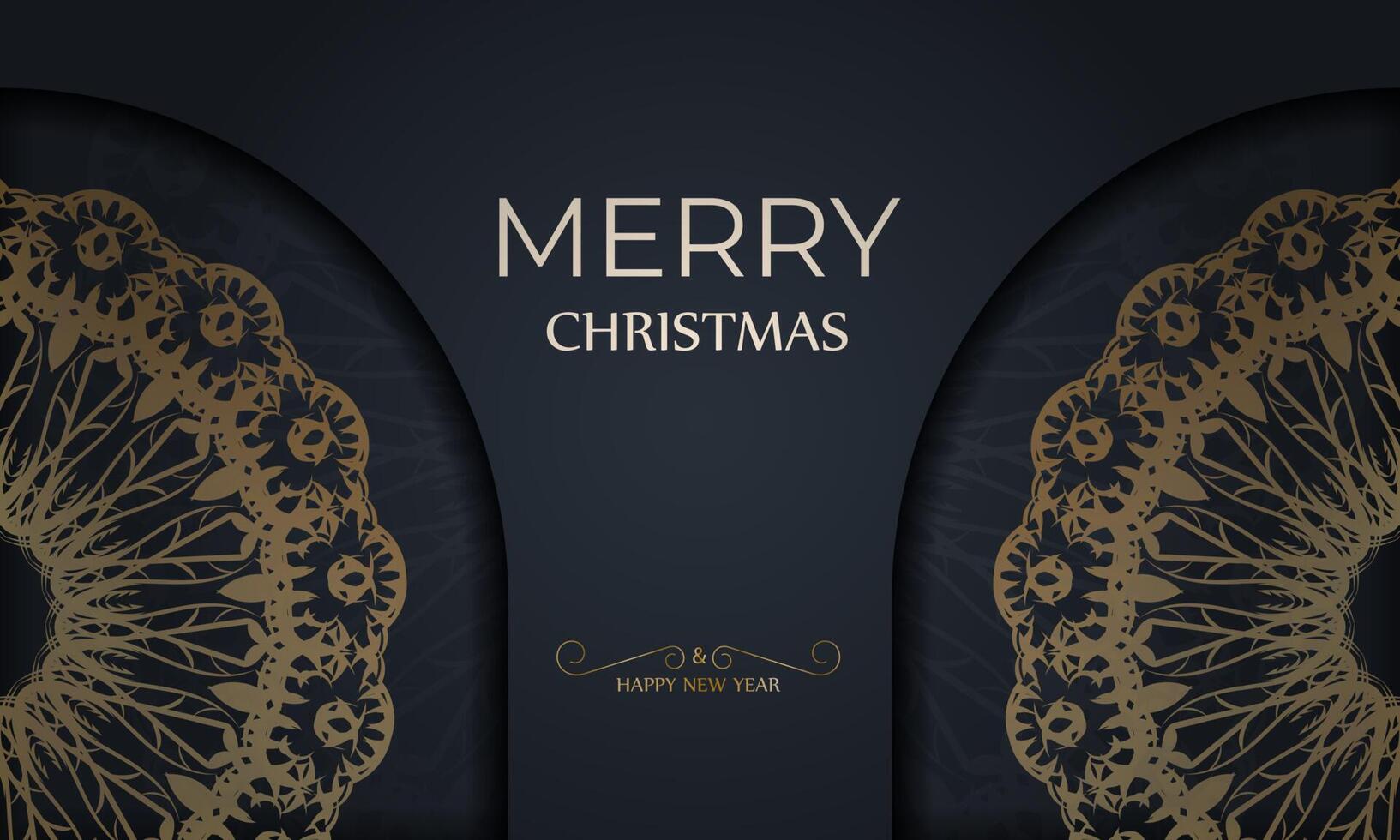 Christmas greeting card with gold lace pattern on dark background vector