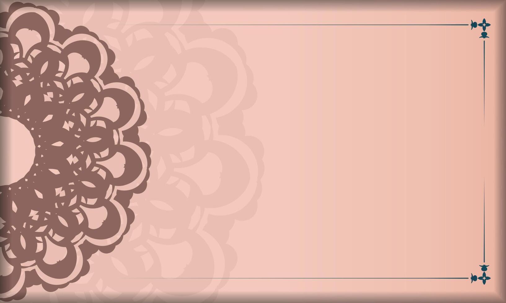 Pink greeting card with Indian pattern for your brand. vector