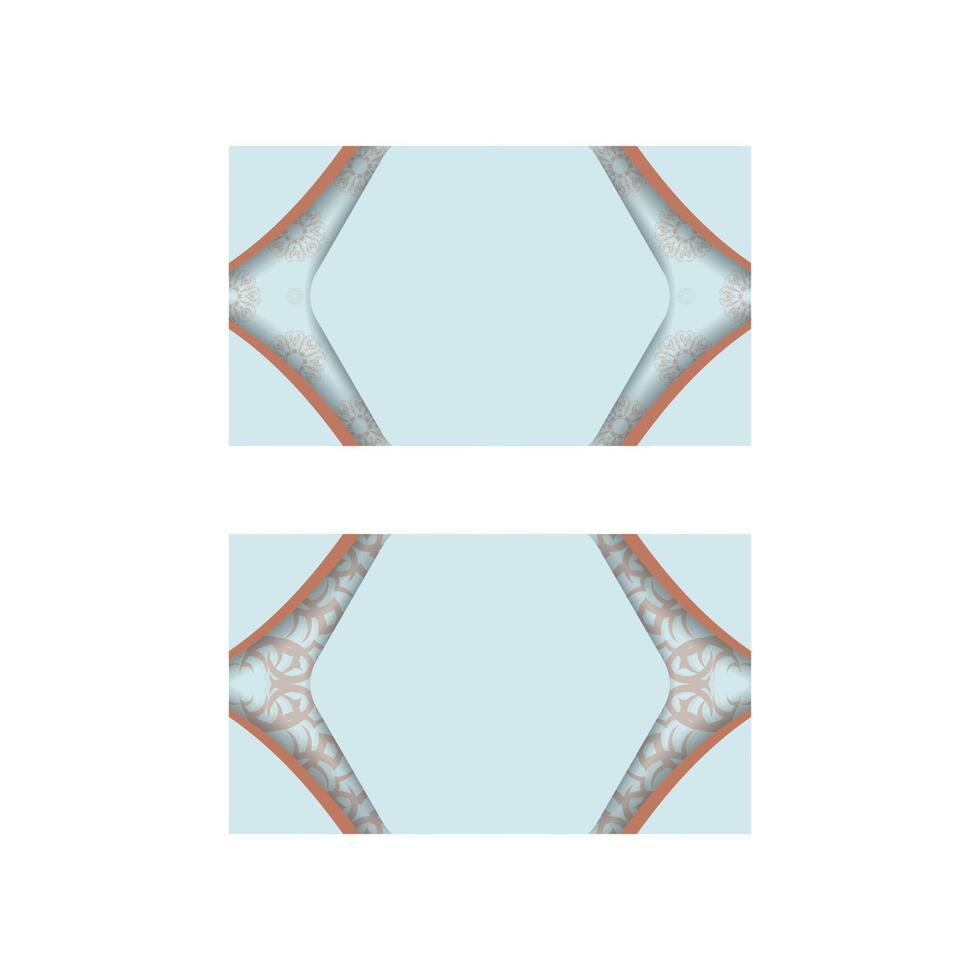 An aquamarine business card with an antique coral pattern for your contacts. vector