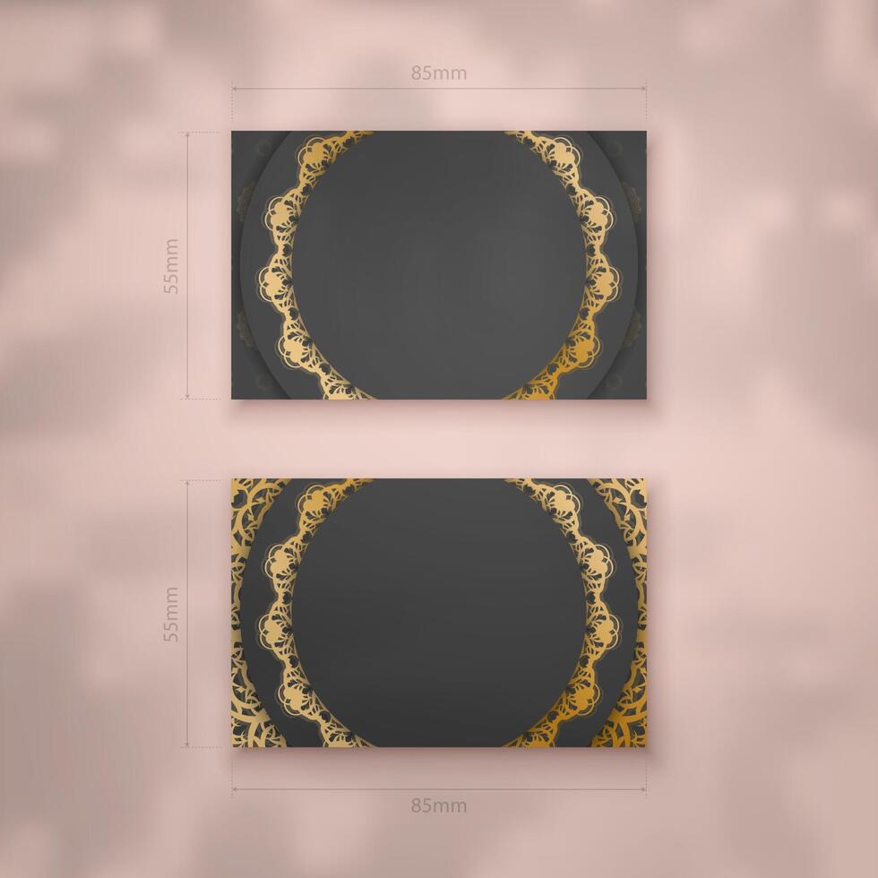 Presentable business card in black with luxurious gold pattern for your business. vector