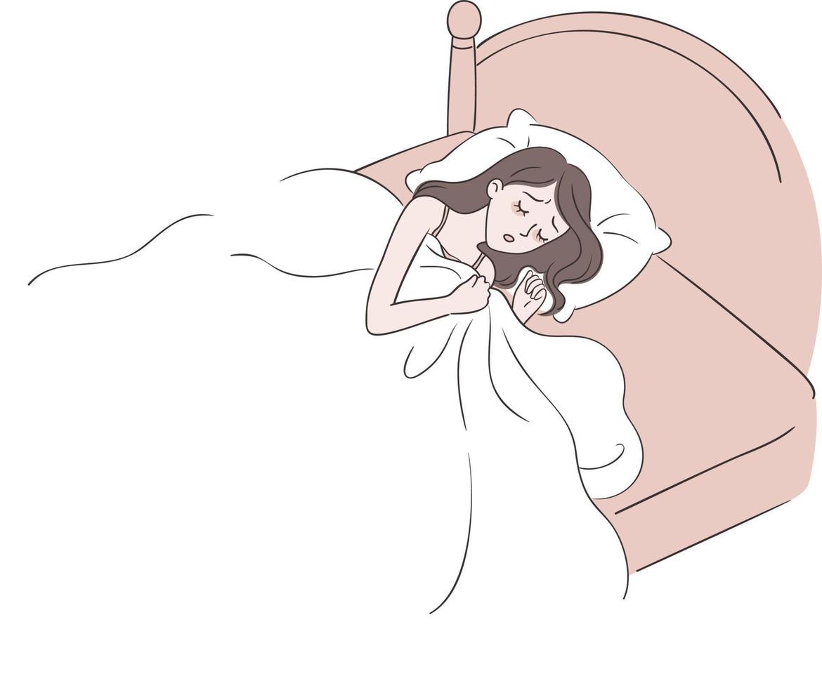 Girl Sleeping Restlessly vector