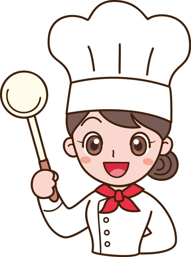 Female Chef Holding a Ladle vector