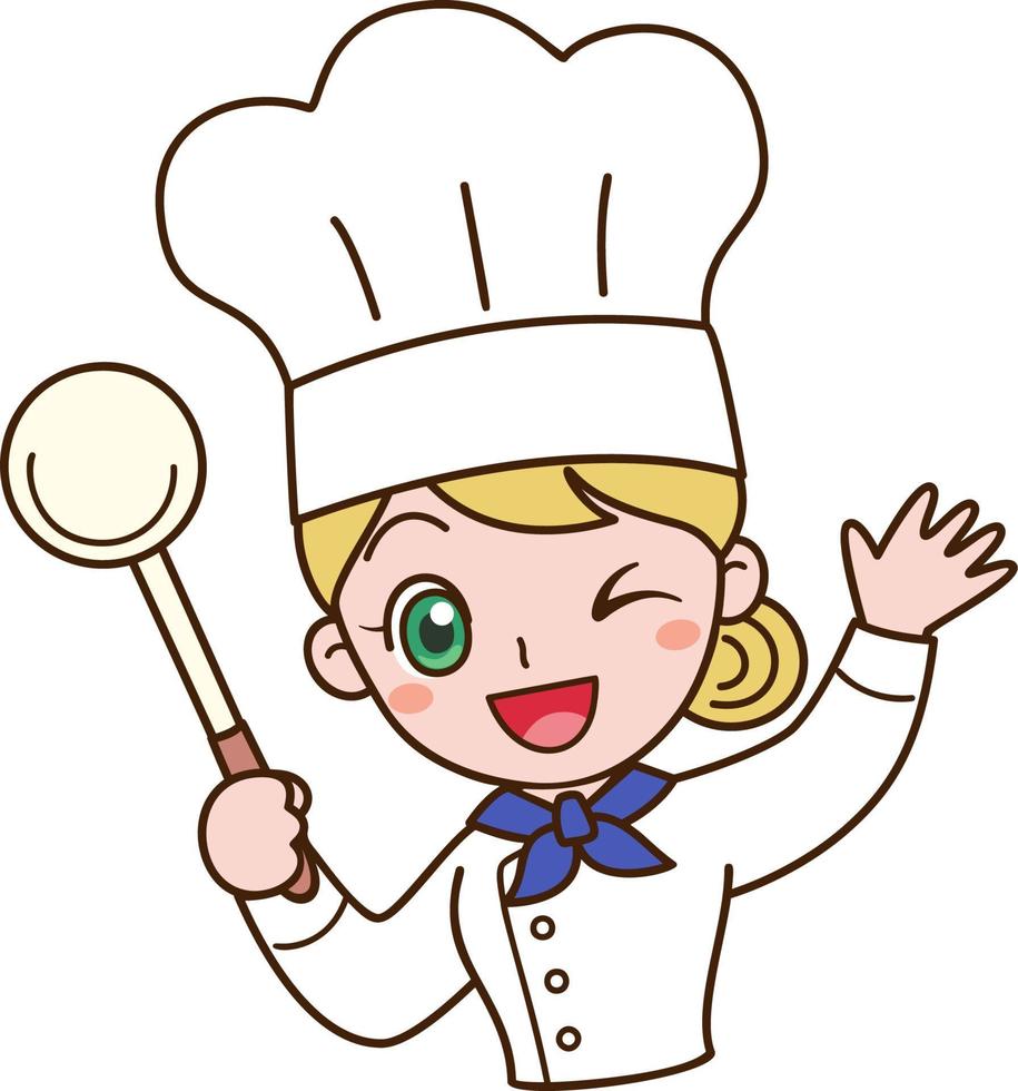 Cute Chef Waving Hello vector