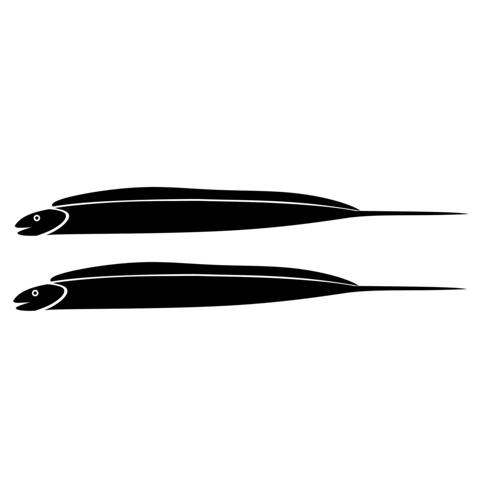 silueta vectorial de una cola de pelo sobre un fondo blanco. Pez cabezón, cola larga y esbelta. ideal para el logotipo de envasado de pescado vector