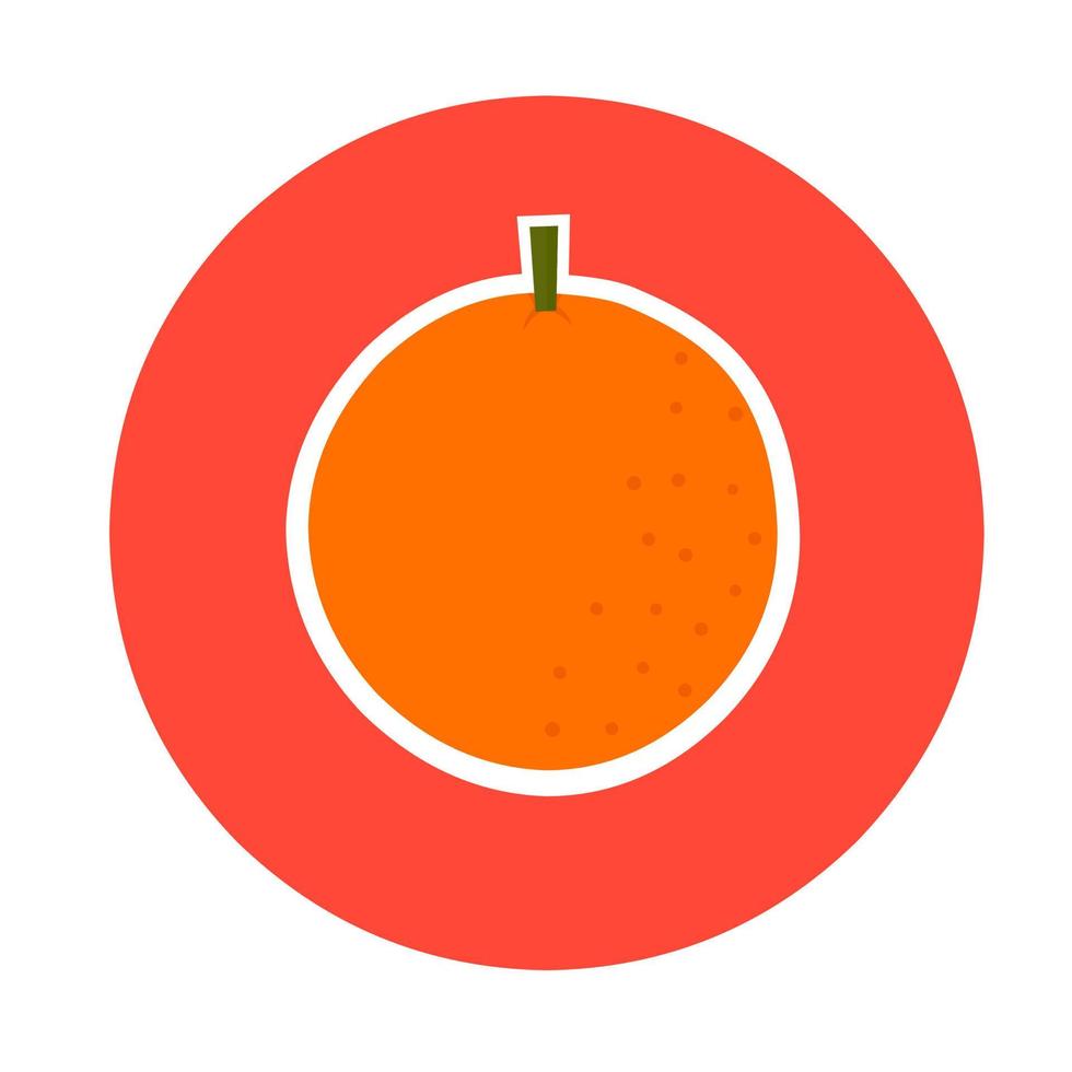Mandarin orange icon on a red background. Yellow ripe chinese citrus fruit, Great for juice drink logos, invitation cards and fruit posters. Vector illustration