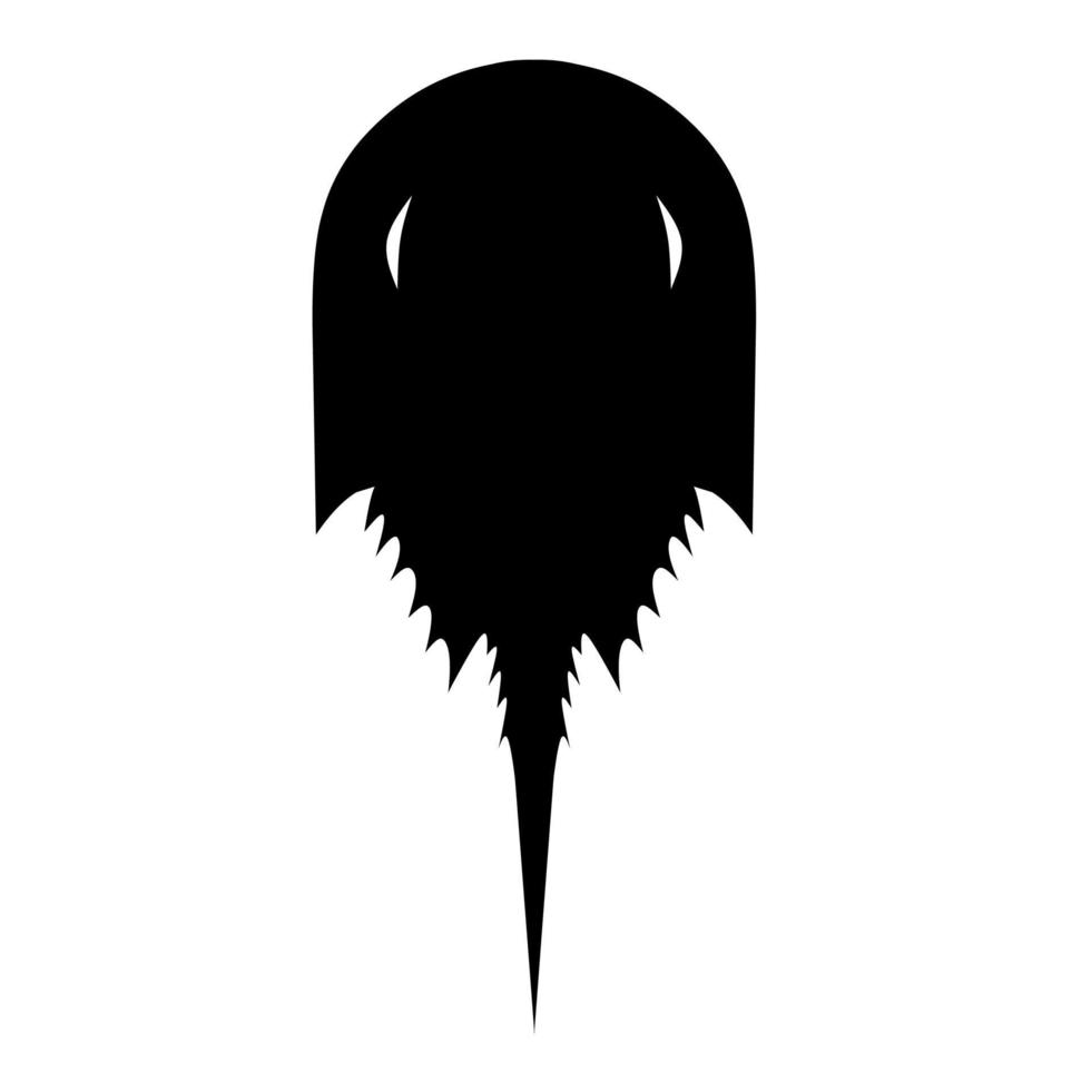 silueta de vector de cangrejo de herradura sobre un fondo blanco. Bonito diseño negro para el logotipo de animales marinos.