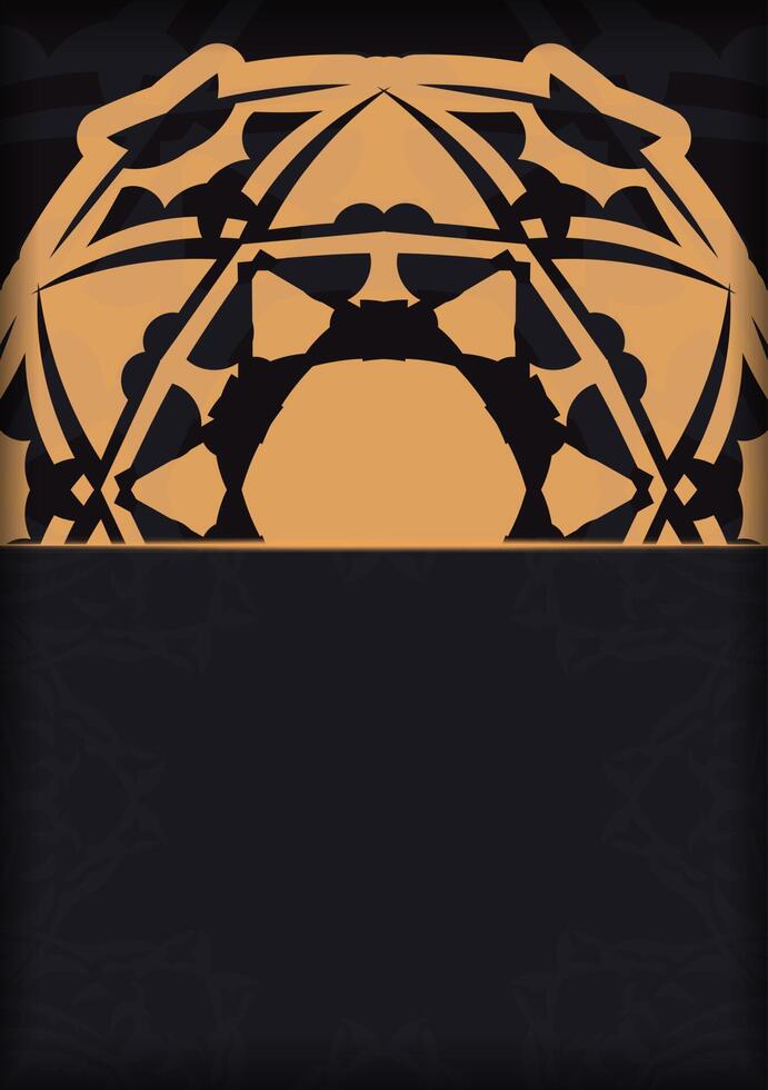 Greeting Brochure in dark color with orange luxury pattern vector