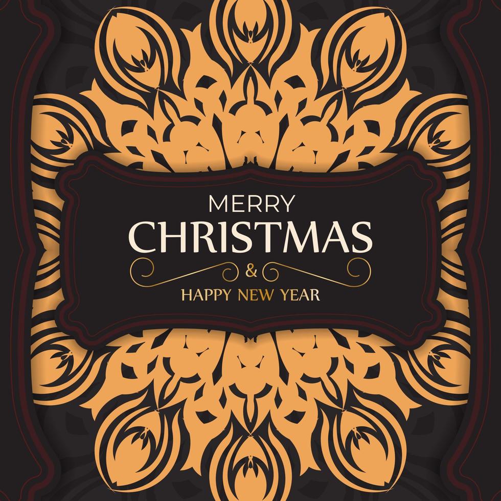 Merry Christmas Print ready card design with winter ornaments. Happy new year poster template. Simple illustration. vector