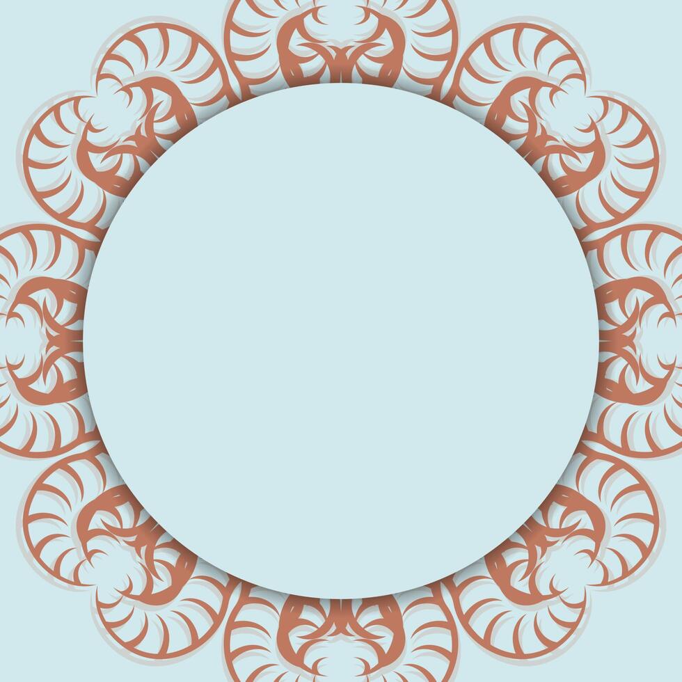 Postcard in aquamarine color with a luxurious coral ornament for your congratulations. vector