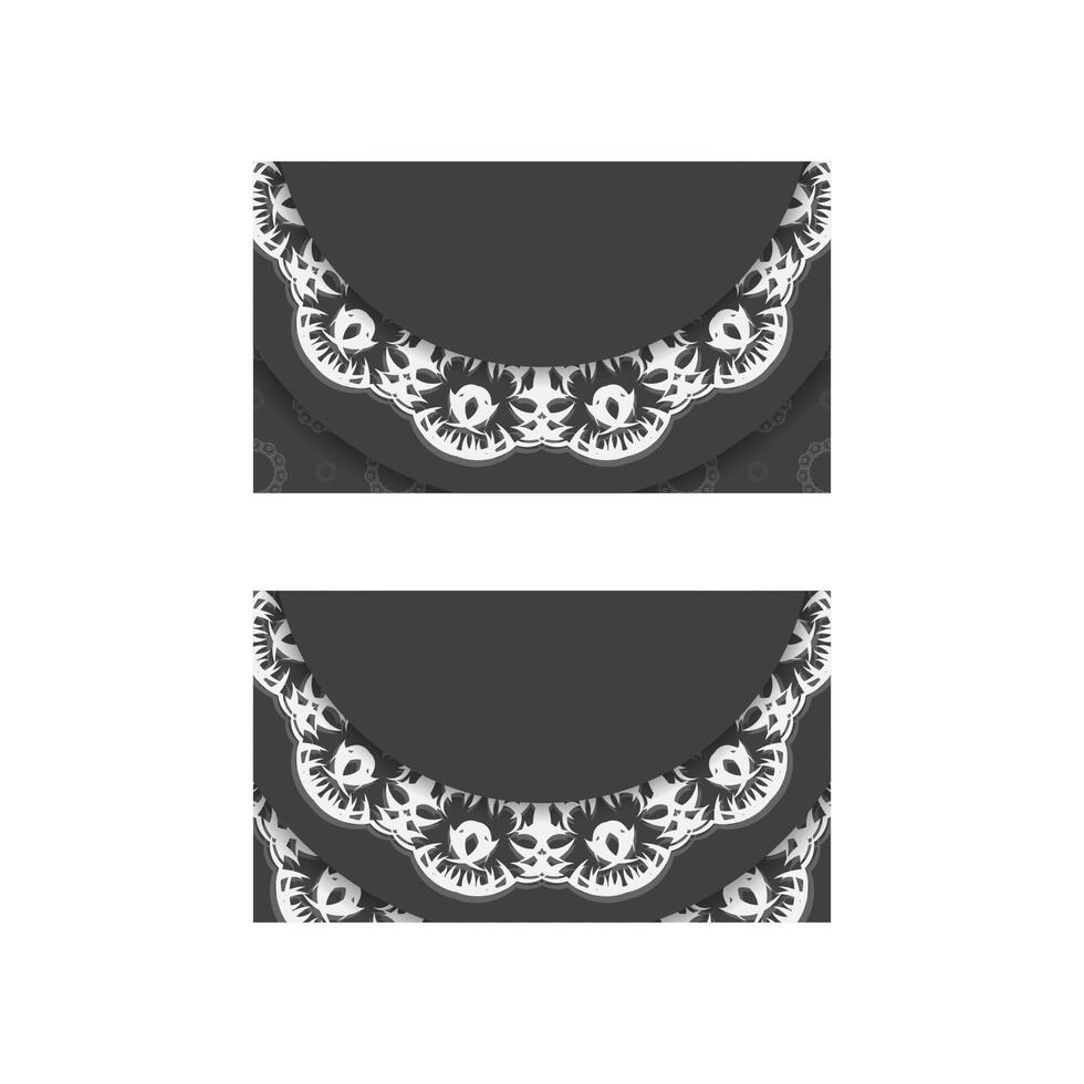 Black business card with Greek white pattern for your personality. vector