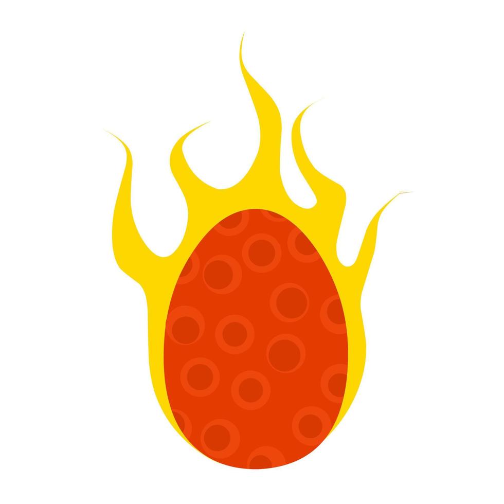 Vector fire dinosaur egg on a white background. Eggs of ancient animals are red, fiery. Great for ancient reptile egg logos. Vector illustration