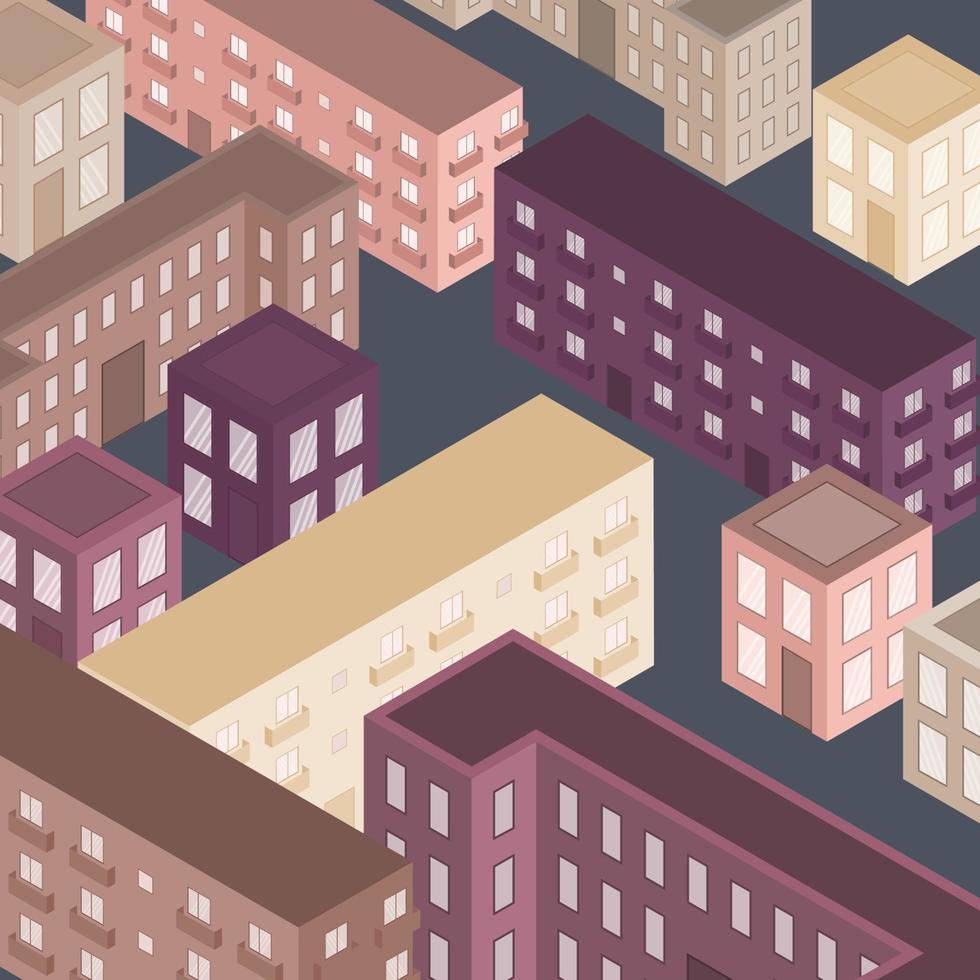 isometric town with houses vector