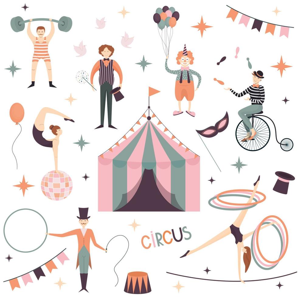 circus performers collection vector