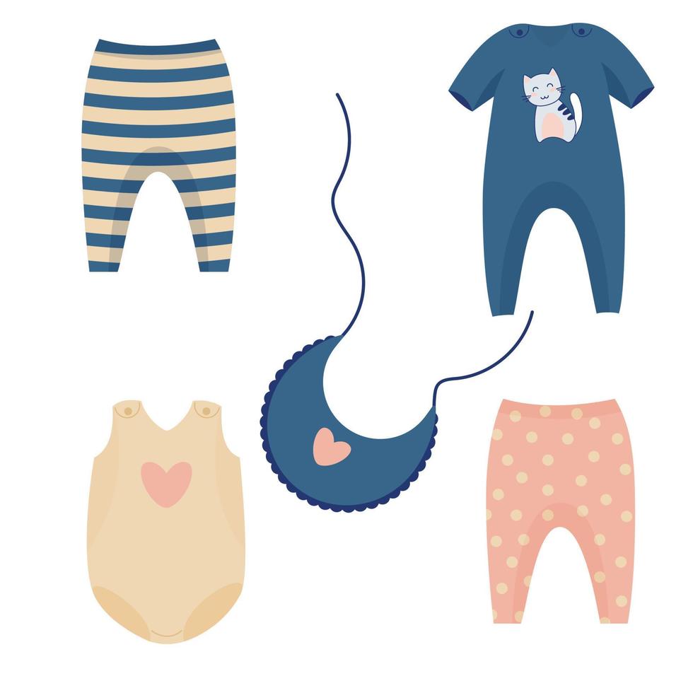 colección de ropa para niños pequeños vector