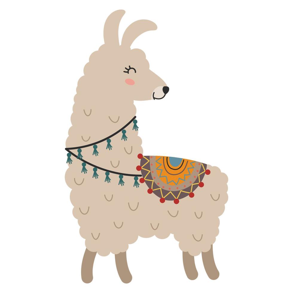 lindo lama de dibujos animados vector