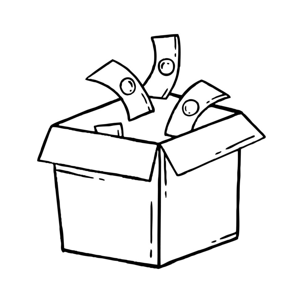 A donation box. Charity donation for health. Vector illustration of a doodle