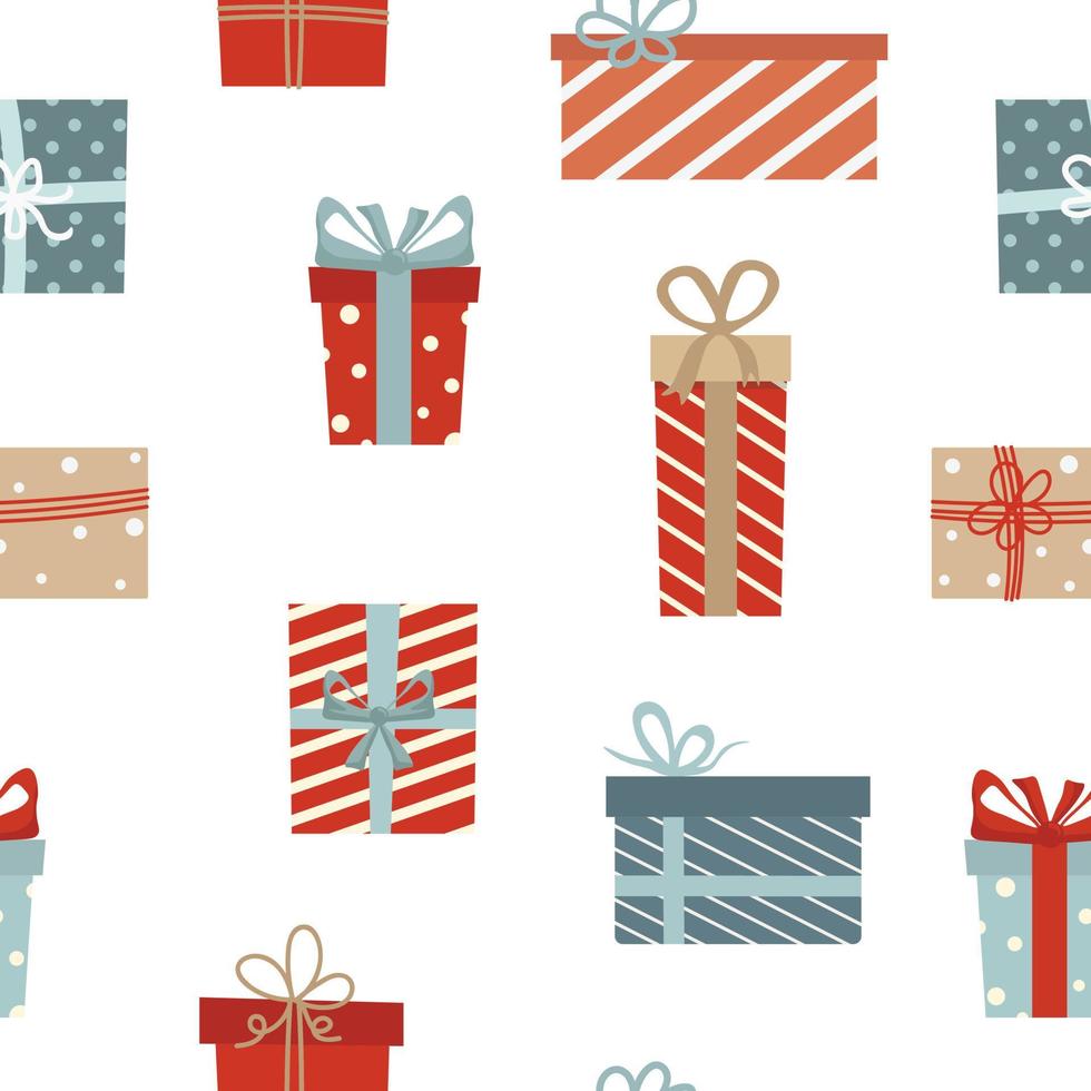 Seamless christmas pattern. Background with colorful gift boxes. Perfect for wrapping paper, greeting cards, textile. vector