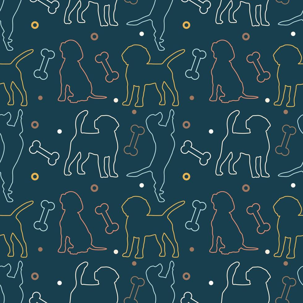 Seamless beagle pattern. Cartoon home pet, set of cute puppies for print, posters and postcard. Vector beagle  animal background. Funny little doggy seamless pattern