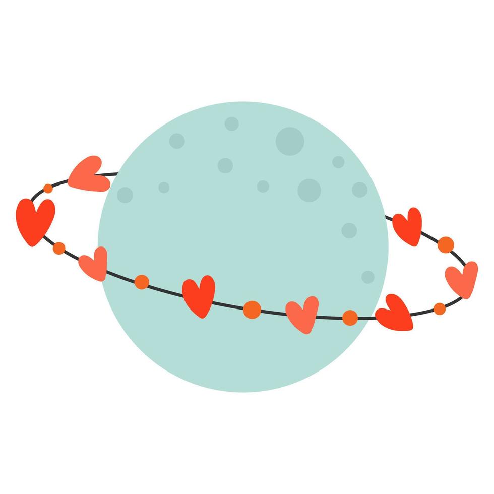 A planet with a hearts around it that looks like the planet Saturn. Happy Valentine's Day. vector