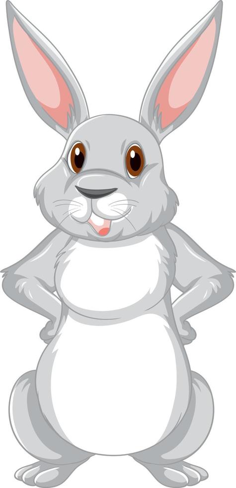 lindo personaje de dibujos animados de conejo gris vector