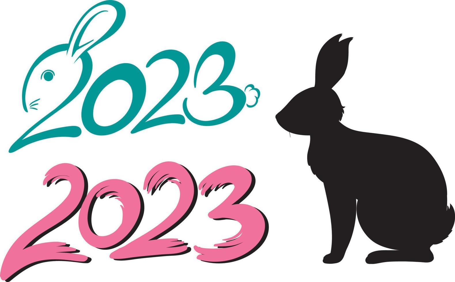 New Year 2023 rabbit sign icon vector