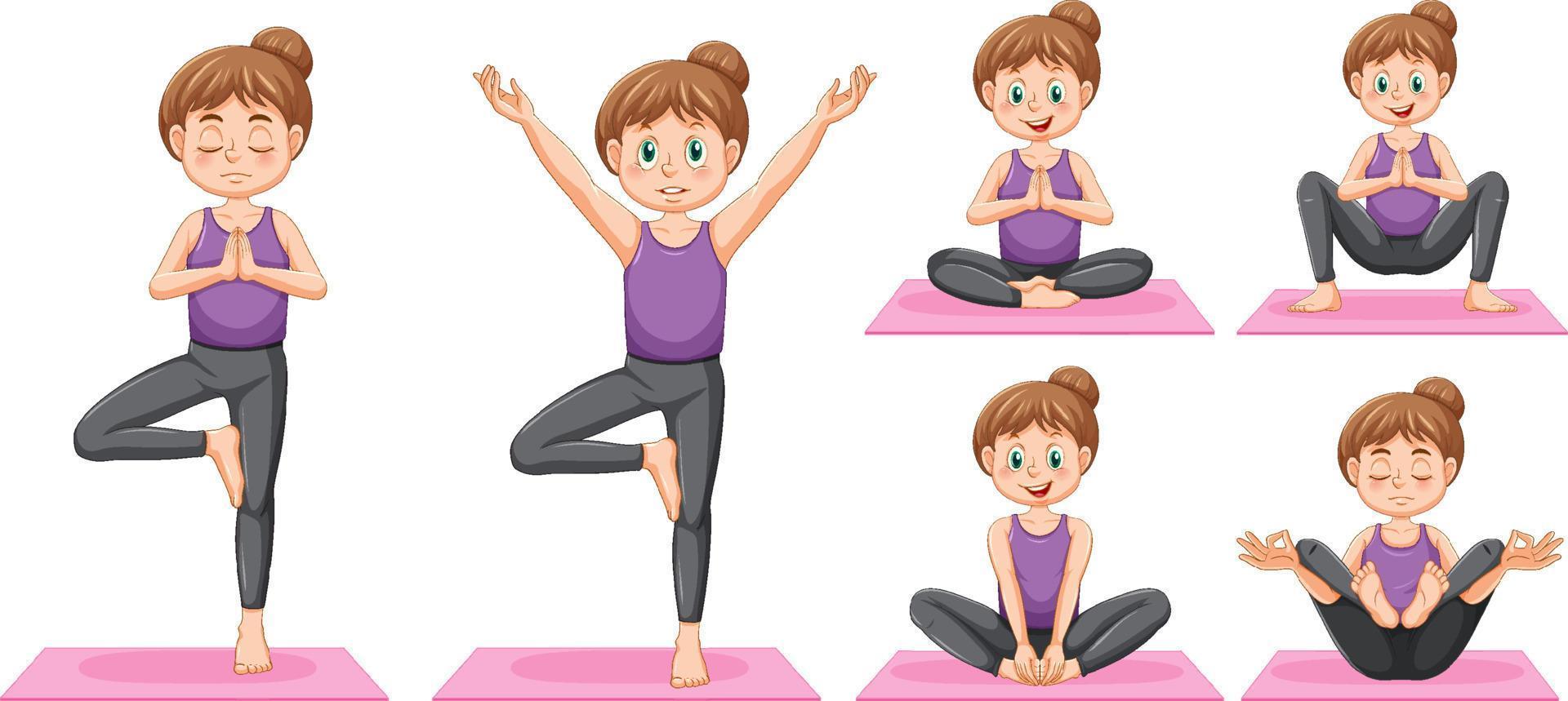 conjunto de posturas de yoga vector