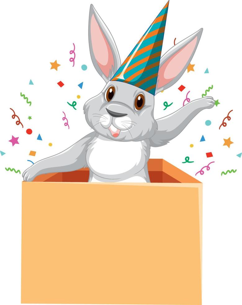 Cute grey rabbit cartoon character vector