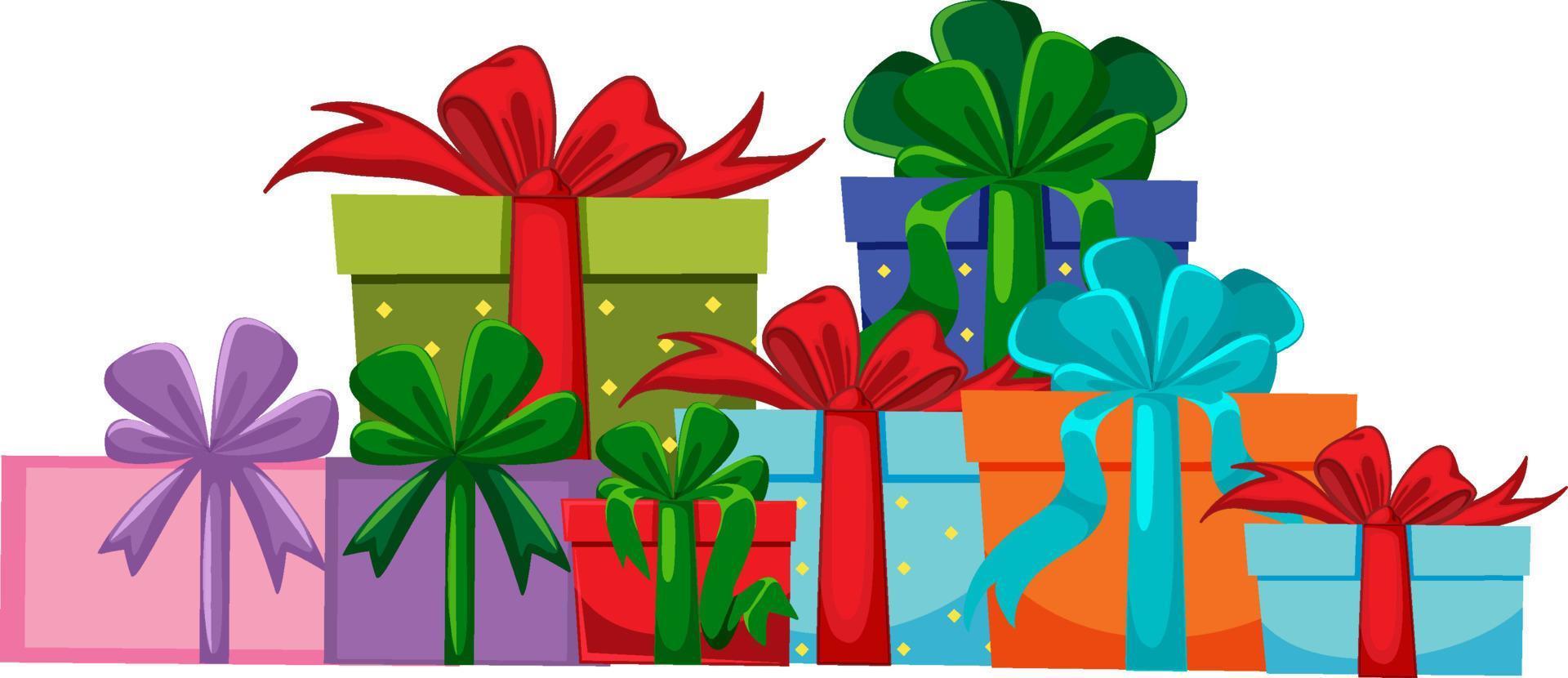 Christmas gift boxes pile vector