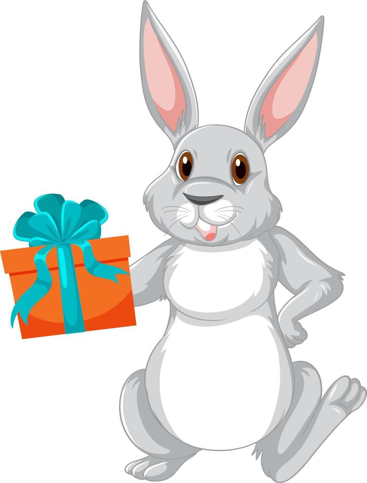 Cute grey rabbit cartoon character vector