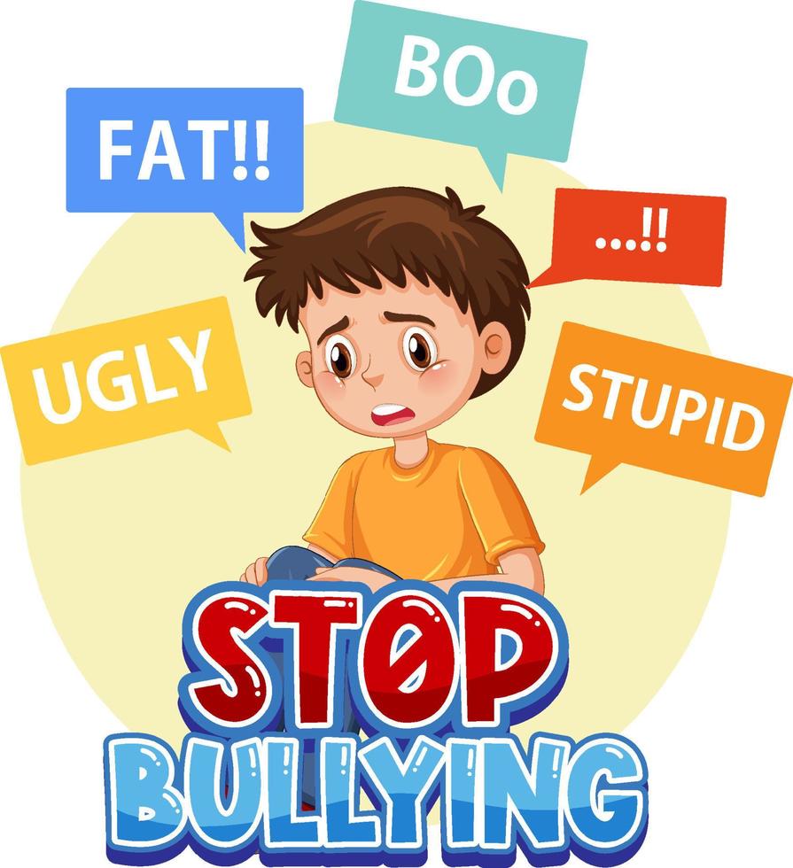 Stop bullying kids text design vector