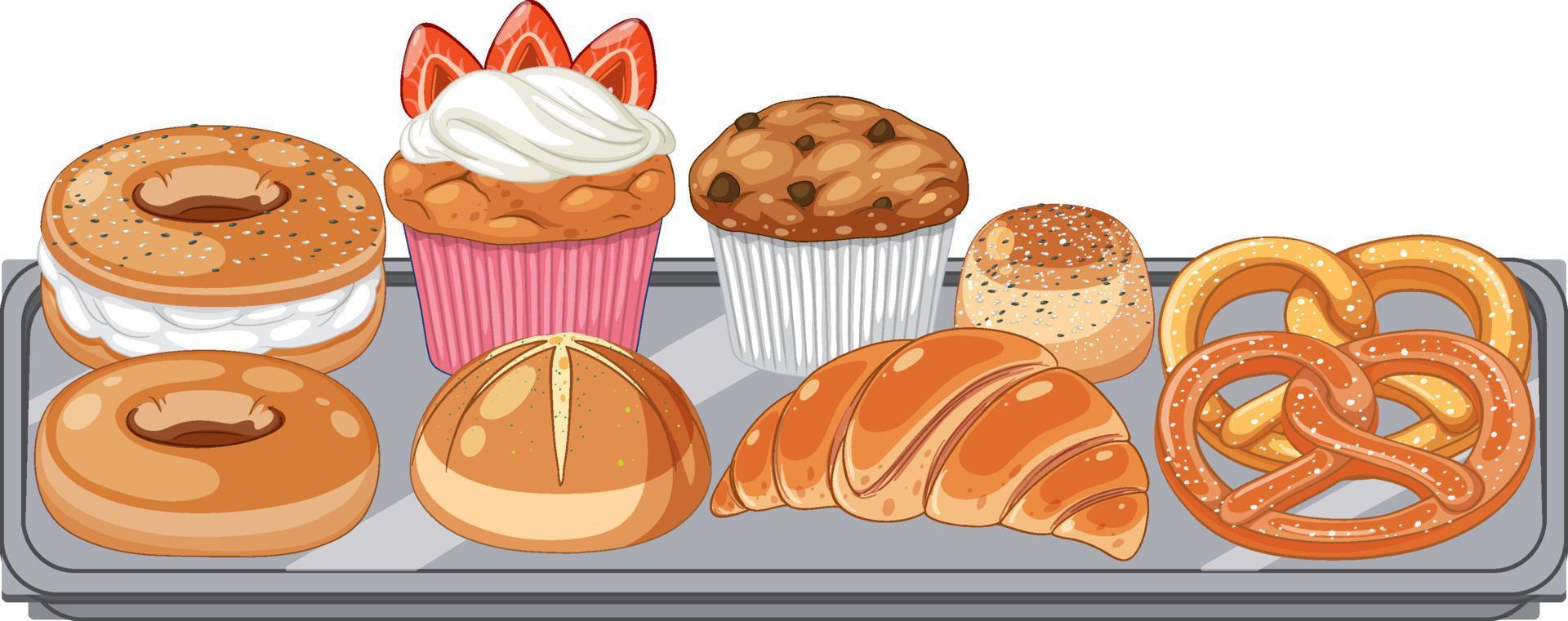 A tray of bake goods isolated vector