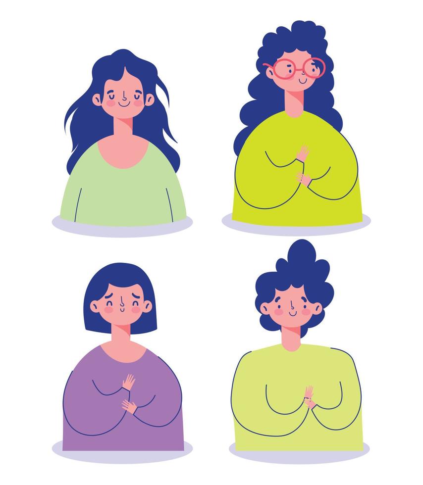 meeting online, young people cartoon character avatar set vector